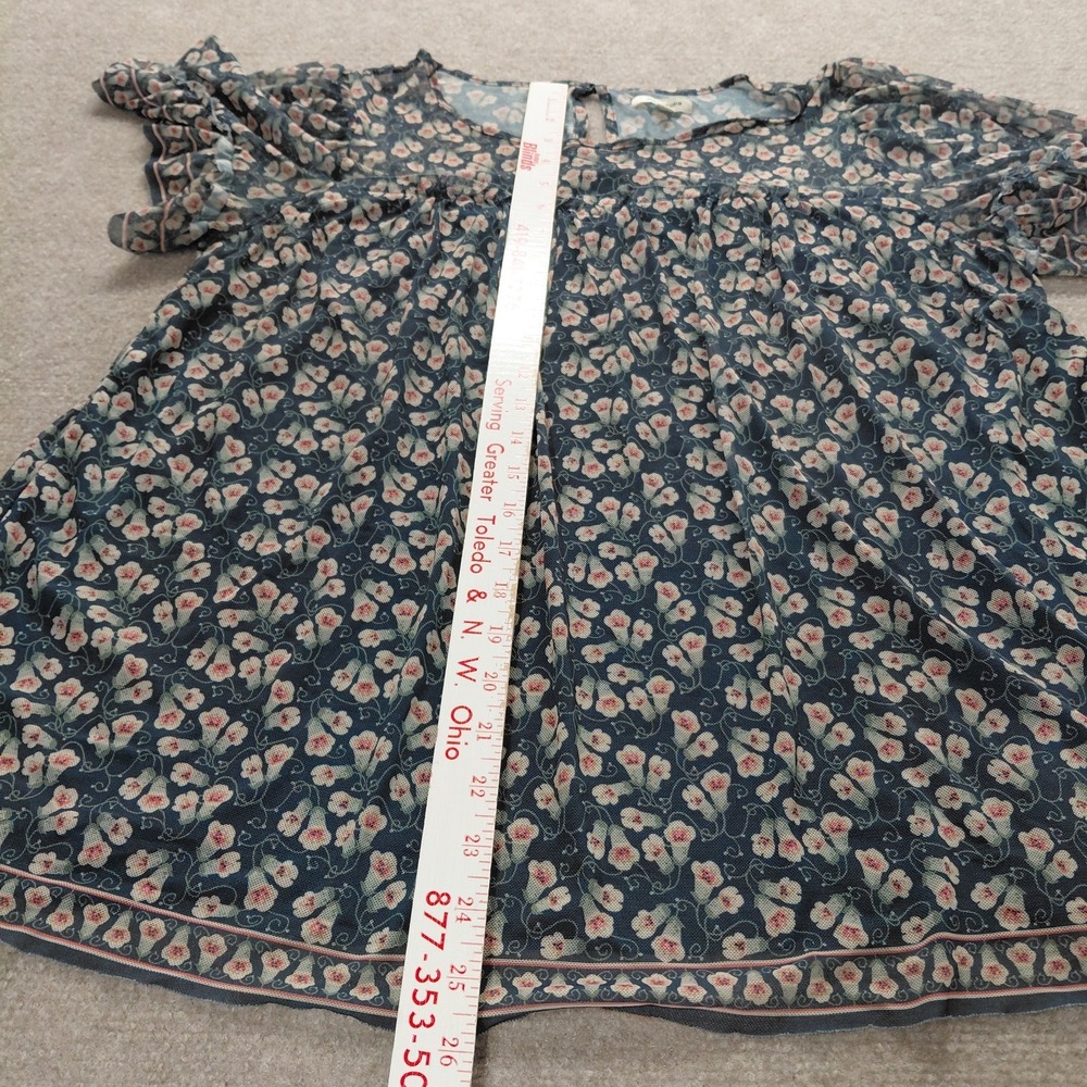 Max Studio Womens Peasant Top 1X Boho Short Sleeve Floral Cottage Lined Sheer - Picture 4 of 12